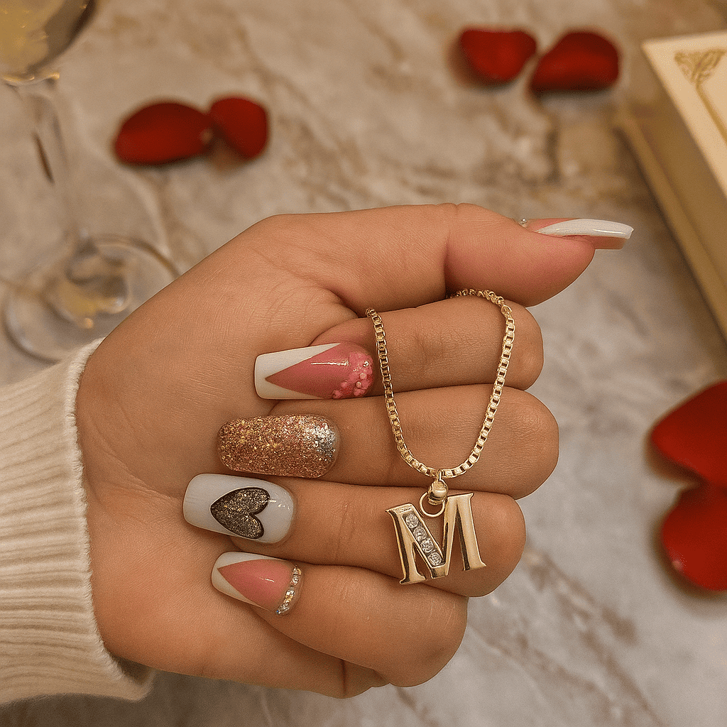 collar inicial con Doble baño de oro 18k+joyero personalizado de🎁