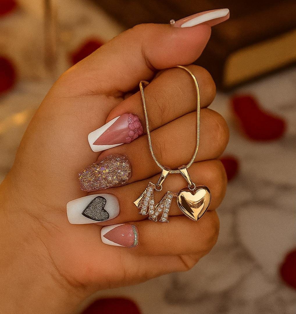 Set Corazón + inicial con Doble baño de oro 18k+joyero personalizado de🎁